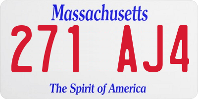 MA license plate 271AJ4