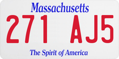 MA license plate 271AJ5