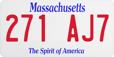 MA license plate 271AJ7