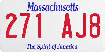 MA license plate 271AJ8