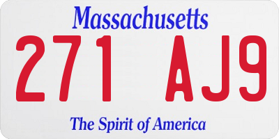 MA license plate 271AJ9