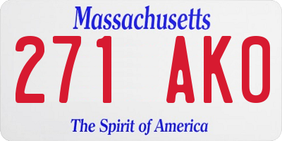 MA license plate 271AK0