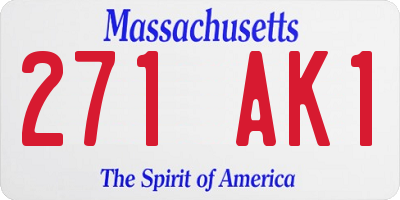 MA license plate 271AK1