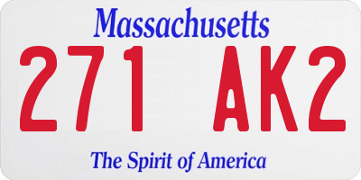 MA license plate 271AK2