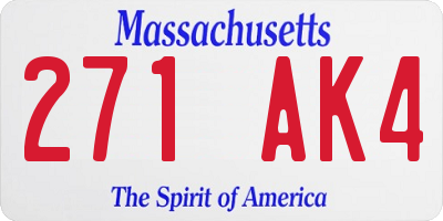 MA license plate 271AK4