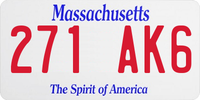 MA license plate 271AK6