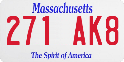 MA license plate 271AK8
