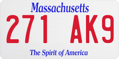 MA license plate 271AK9