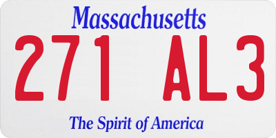 MA license plate 271AL3