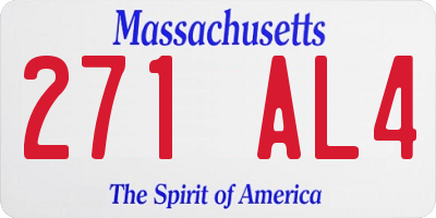 MA license plate 271AL4