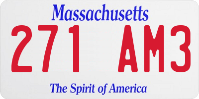 MA license plate 271AM3