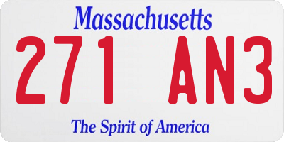 MA license plate 271AN3