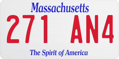 MA license plate 271AN4