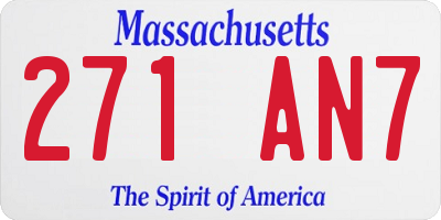 MA license plate 271AN7