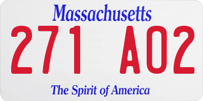 MA license plate 271AO2