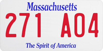 MA license plate 271AO4