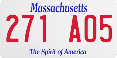 MA license plate 271AO5