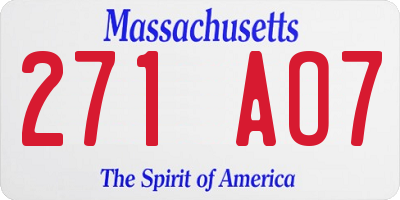 MA license plate 271AO7