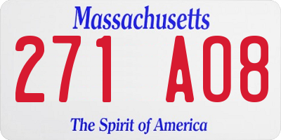 MA license plate 271AO8