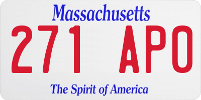 MA license plate 271AP0