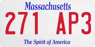 MA license plate 271AP3