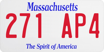 MA license plate 271AP4