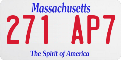 MA license plate 271AP7