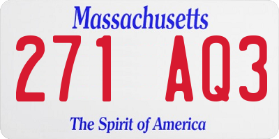 MA license plate 271AQ3