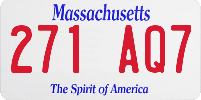 MA license plate 271AQ7