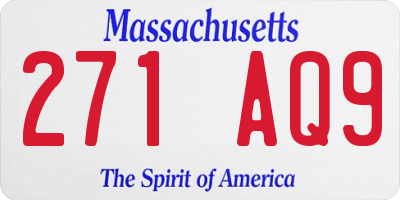 MA license plate 271AQ9