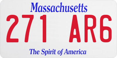 MA license plate 271AR6