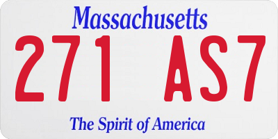 MA license plate 271AS7