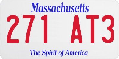 MA license plate 271AT3