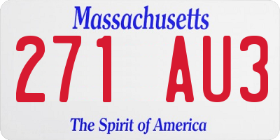 MA license plate 271AU3