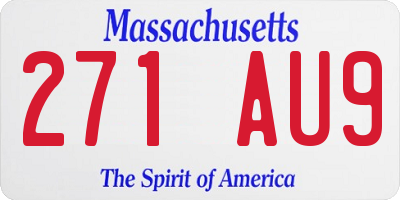 MA license plate 271AU9