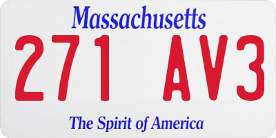 MA license plate 271AV3