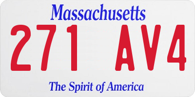 MA license plate 271AV4
