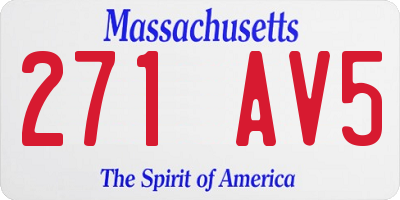 MA license plate 271AV5