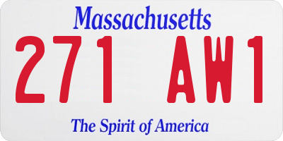 MA license plate 271AW1