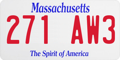 MA license plate 271AW3