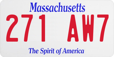 MA license plate 271AW7