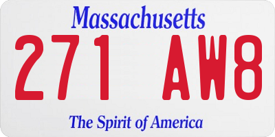MA license plate 271AW8