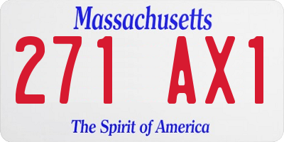 MA license plate 271AX1