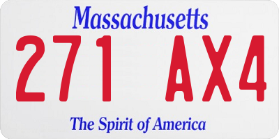 MA license plate 271AX4