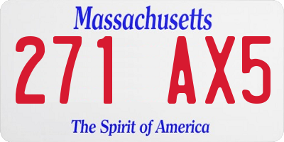 MA license plate 271AX5