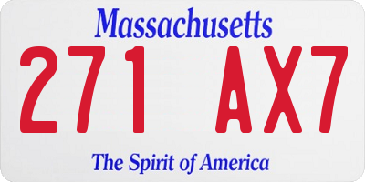MA license plate 271AX7