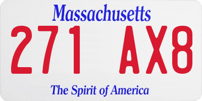MA license plate 271AX8