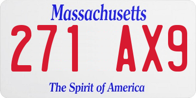 MA license plate 271AX9