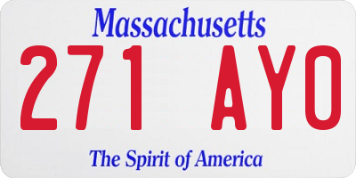 MA license plate 271AY0