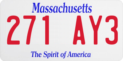 MA license plate 271AY3